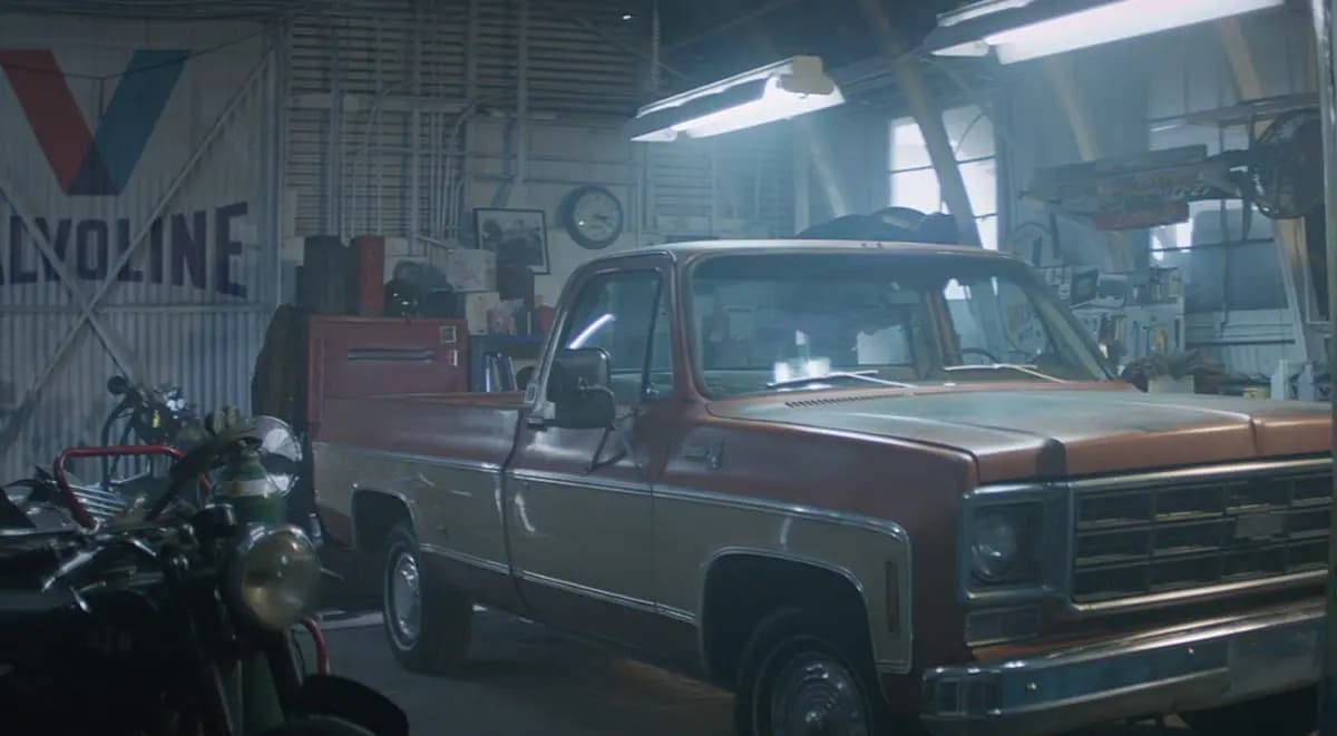 Vintage truck in a garage